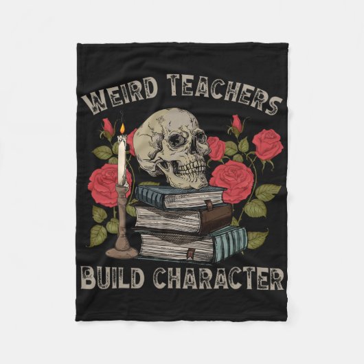 Funny Skeleton Book Floral Skull Halloween Lehrer Fleecedecke (Vorderseite)