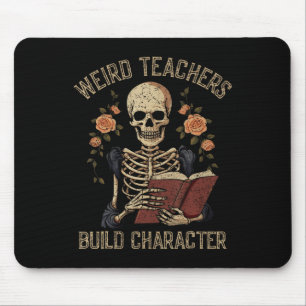 Funny Skeleton Book Floral Skull Halloween Lehrer Mousepad