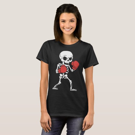 Funny Skeleton Boxing Liebhaber Spooky Halloween B T-Shirt (Vorne ganz)