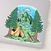 Funny Skeleton Camping Playing Guitar