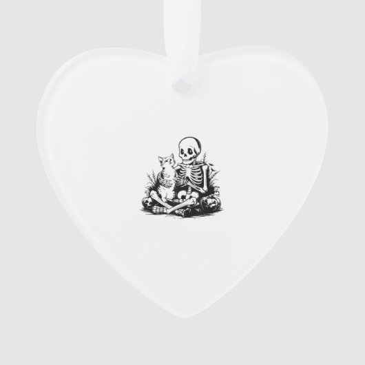 Funny Skeleton Cat Skull Kitty Cute Cat Goth Hallo Ornament (Vorderseite)
