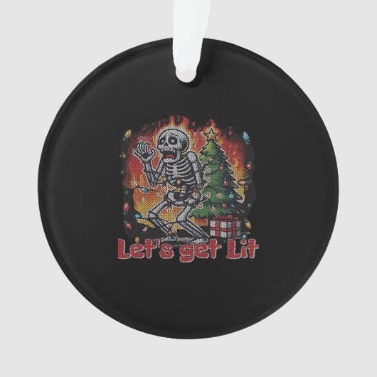 Funny Skeleton Christmas Let's Get Lit Classic Ornament (Vorderseite)
