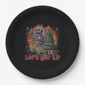 Funny Skeleton Christmas Let's Get Lit Classic Pappteller (Vorderseite)