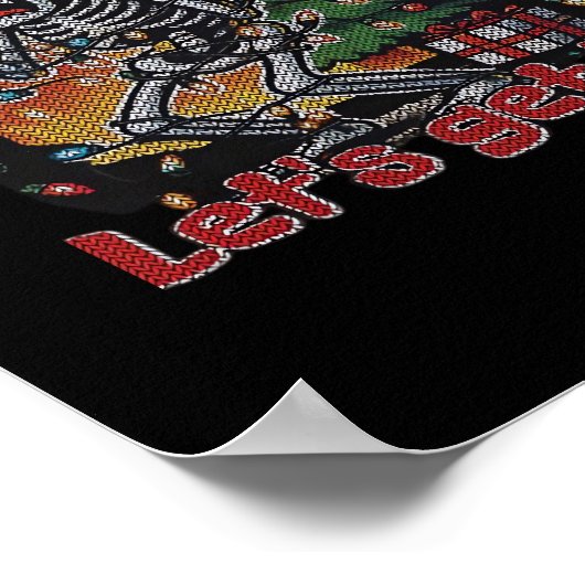 Funny Skeleton Christmas Let's Get Lit Classic Poster (Ecke)