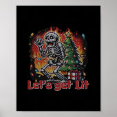 Funny Skeleton Christmas Let's Get Lit Classic Poster (Vorne)