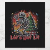 Funny Skeleton Christmas Let's Get Lit Classic Weinetikett (Einzelnes Label)