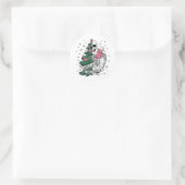 Funny Skeleton Christmas Sorta Merry Sorta Beängst Runder Aufkleber (Tasche)
