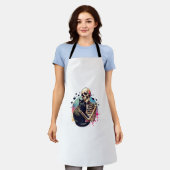 Funny Skeleton Cuddling Mit Cat Watercolor Skul Schürze (Getragen)