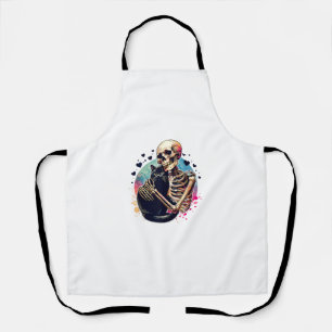 Funny Skeleton Cuddling Mit Cat Watercolor Skul Schürze