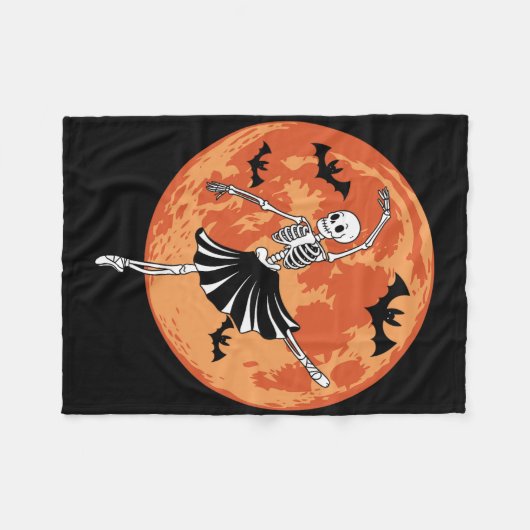 Funny Skeleton Dancing Llet Lovers Spooky Hallowee Fleecedecke (Vorderseite (Horizontal))