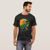 Funny Skeleton Dinosaur T Rex Hexenhut Halloween T-Shirt (Vorne ganz)