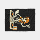 Funny Skeleton Dj Halloween Costume Music Lovers M Fleecedecke (Vorderseite (Horizontal))