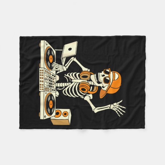 Funny Skeleton Dj Halloween Costume Music Lovers M Fleecedecke (Vorderseite (Horizontal))