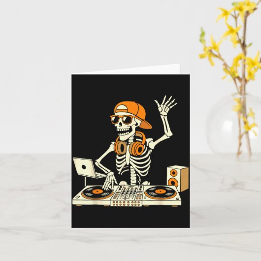 Funny Skeleton Dj Halloween Costume Music Lovers M Karte (Gelbe Blume)
