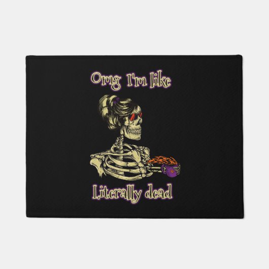 Funny Skeleton Drinking Ich bin buchstäblich tot K Fußmatte (Vorderseite)