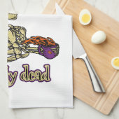 Funny Skeleton Drinking Ich bin buchstäblich tot K Geschirrtuch (Viertel Falte)