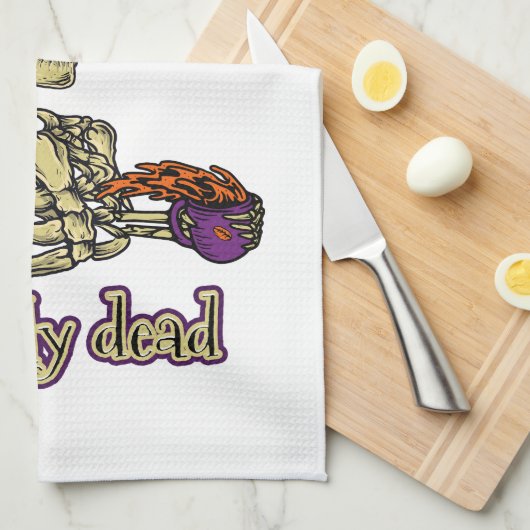 Funny Skeleton Drinking Ich bin buchstäblich tot K Geschirrtuch (Viertel Falte)