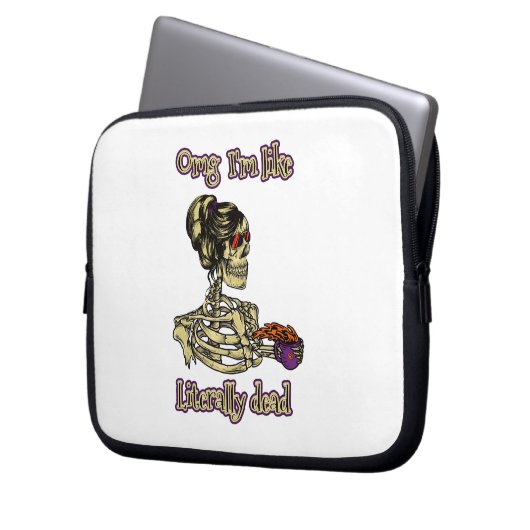 Funny Skeleton Drinking Ich bin buchstäblich tot K Laptopschutzhülle (Vorderseite Links)