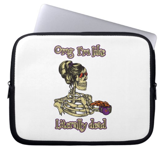 Funny Skeleton Drinking Ich bin buchstäblich tot K Laptopschutzhülle (Vorderseite)