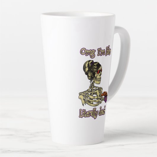 Funny Skeleton Drinking Ich bin buchstäblich tot K Milchtasse (Rechte Ecke)