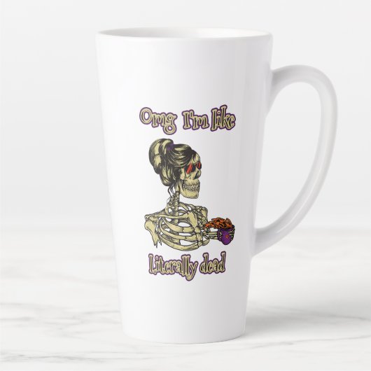 Funny Skeleton Drinking Ich bin buchstäblich tot K Milchtasse (Rechts)