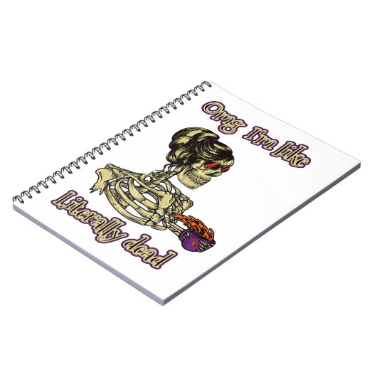 Funny Skeleton Drinking Ich bin buchstäblich tot K Notizblock (Linke Seite)