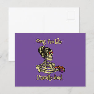 Funny Skeleton Drinking Ich bin buchstäblich tot K Postkarte