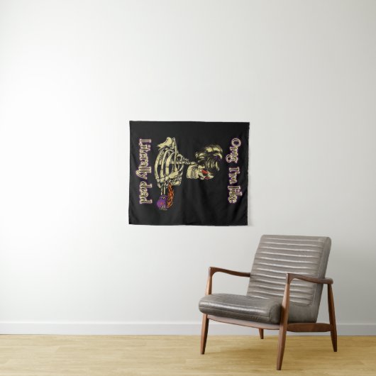 Funny Skeleton Drinking Ich bin buchstäblich tot K Wandteppich (Beispiel (Horizontal))