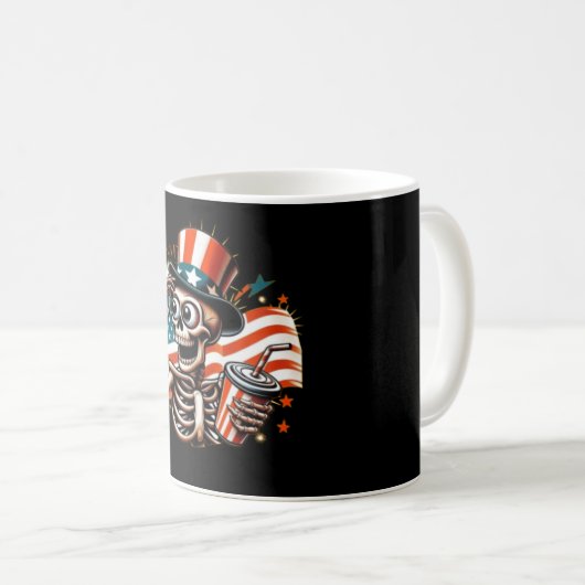 Funny Skeleton Drinks Kaffeetasse (VorderseiteRechts)