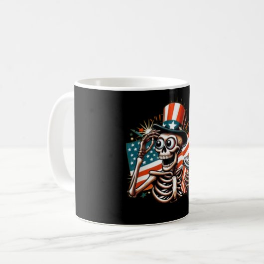 Funny Skeleton Drinks Kaffeetasse (Vorderseite Links)