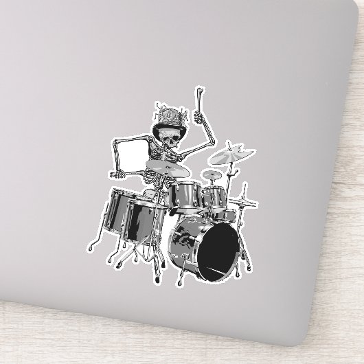 Funny Skeleton Drummer Musician Aufkleber (Detail)