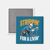 Funny Skeleton Electrician N For A Livin  Magnet (Vorderseite/Rückseite)