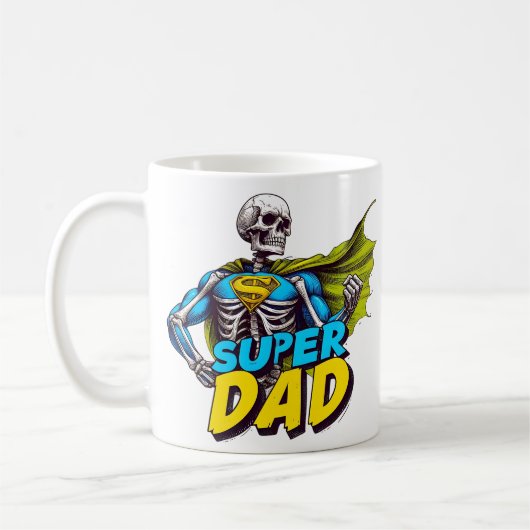 Funny Skeleton Fathers Day Super dad Kaffeetasse (Links)
