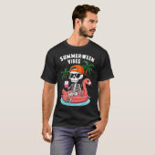 Funny Skeleton Flamingo Summerween Vibes Halloween T-Shirt (Vorne ganz)