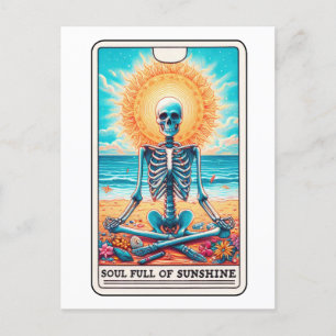 Funny Skeleton Full of Sunshine Meditation Tarot Postkarte