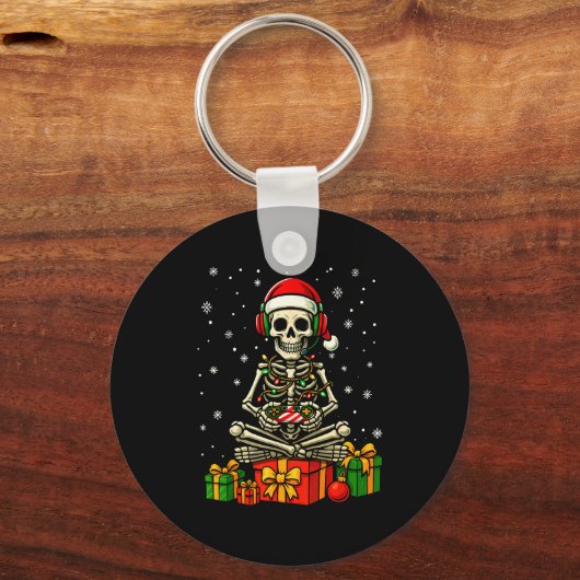 Funny Skeleton Game Controller Xmas Lights Men Wom Schlüsselanhänger (Vorderseite)