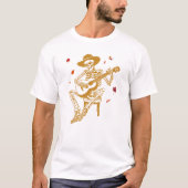 Funny Skeleton Gitarre spielen mit Herbstlauben T-Shirt (Vorderseite)