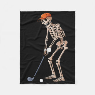 Funny Skeleton Golf Player Golfer Men Dad Hallowee Fleecedecke