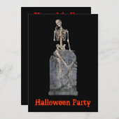 Funny Skeleton Grabstein Halloween Einladung (Vorne/Hinten)