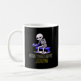 Funny Skeleton Gym Cartoon with Gym Tomorrow 100%  Kaffeetasse