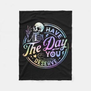 Funny Skeleton haben den Tag, den Sie Motivation v Fleecedecke
