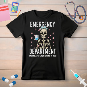 Funny Skeleton Halloween ER Nurse T-Shirt