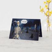 Funny Skeleton Halloween Joke Karte (Gelbe Blume)