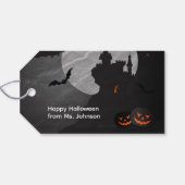 Funny Skeleton Halloween Leckerei Tags Geschenkanhänger (Rückseite Horizontal)
