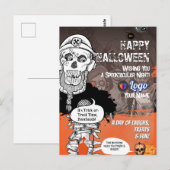 Funny Skeleton Halloween Postcard Mic Party Design Postkarte (Vorne/Hinten)