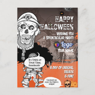 Funny Skeleton Halloween Postcard Mic Party Design Postkarte
