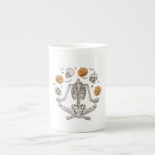 Funny Skeleton Halloween Tasse, Spooky Season Gesc Porzellantasse