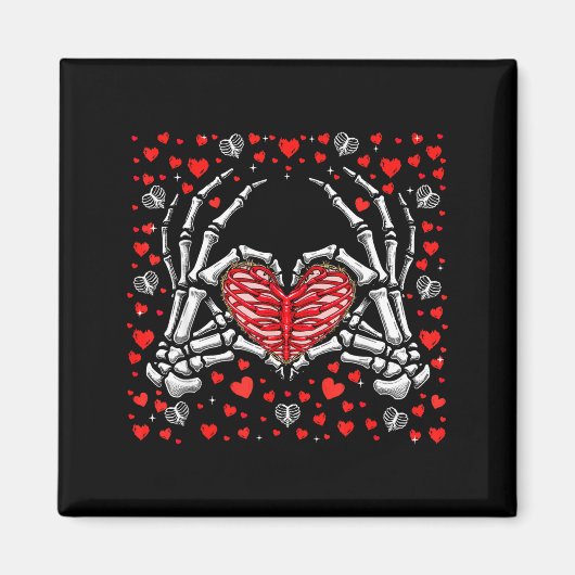 Funny Skeleton Hand Heart Valentines Day Bones Lov Magnet (Vorne)