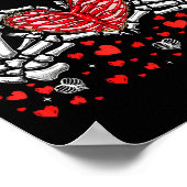 Funny Skeleton Hand Heart Valentines Day Bones Lov Poster (Ecke)