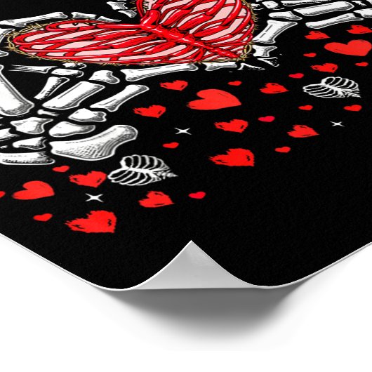 Funny Skeleton Hand Heart Valentines Day Bones Lov Poster (Ecke)